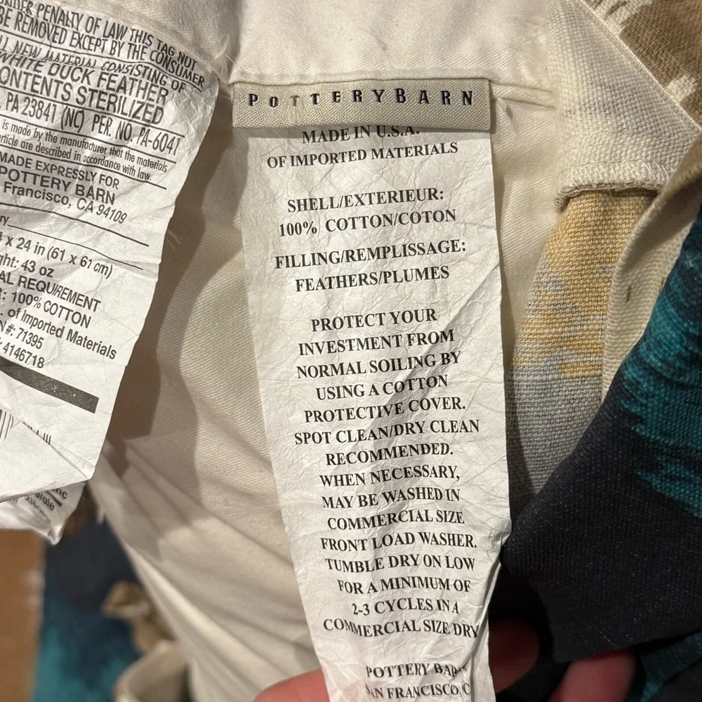 TWO Pottery Barn XL Pillows + Down Inserts